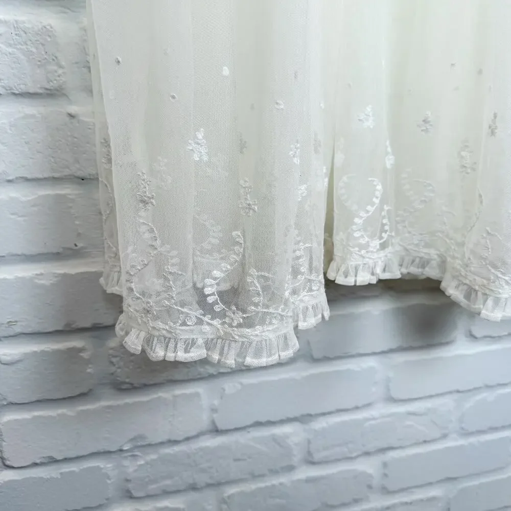 Free People Stevie Embroidered Maxi Dress Tea Flowy Ivory Sheer Floral Lined L - Picture 10 of 15